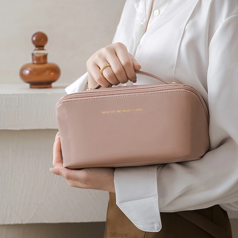 Large-Capacity Travel Cosmetic Bag Portable Leather Makeup Pouch Women Waterproof Bathroom Washbag Multifunction Toiletry Kit cosmetic bag