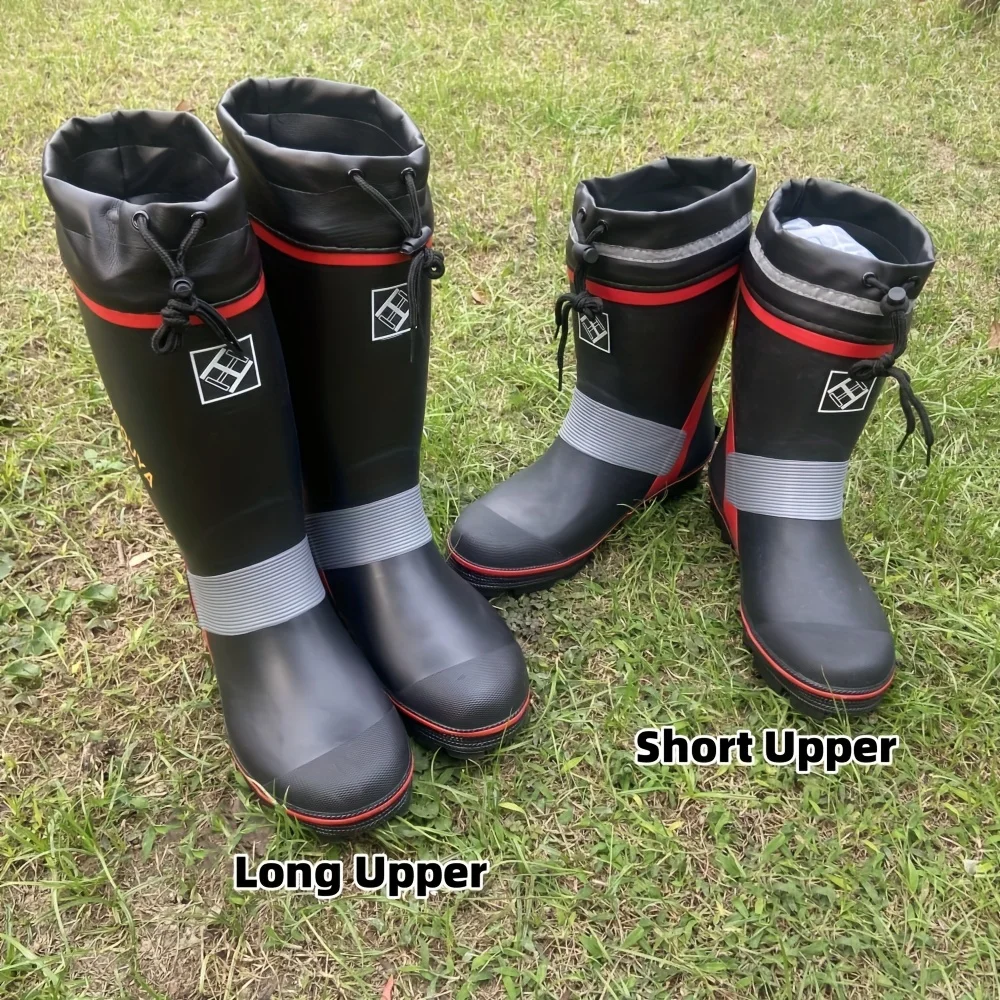 Secure-Fit Men&rsquo;s Waterproof Rain Boots-Anti-Slip Rubber with Steel Spikes for Climbing&Fishing,Durable&Stylish fishing boots