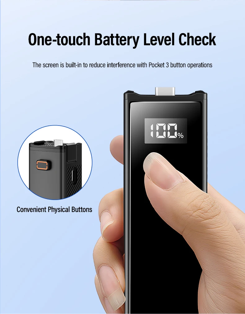 2In1 Upgrade 5000mAh Battery Handle for DJI Osmo Pocket 3 and Cell Phones Portab