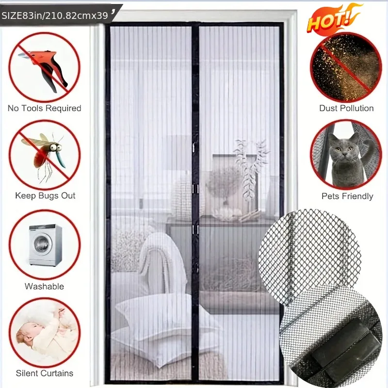 Summer Anti-mosquito Screen Door Magnetic Screen Door Curtain Net Anti-insect And Fly Partition Curtain Net Automatic Closing Screen Window