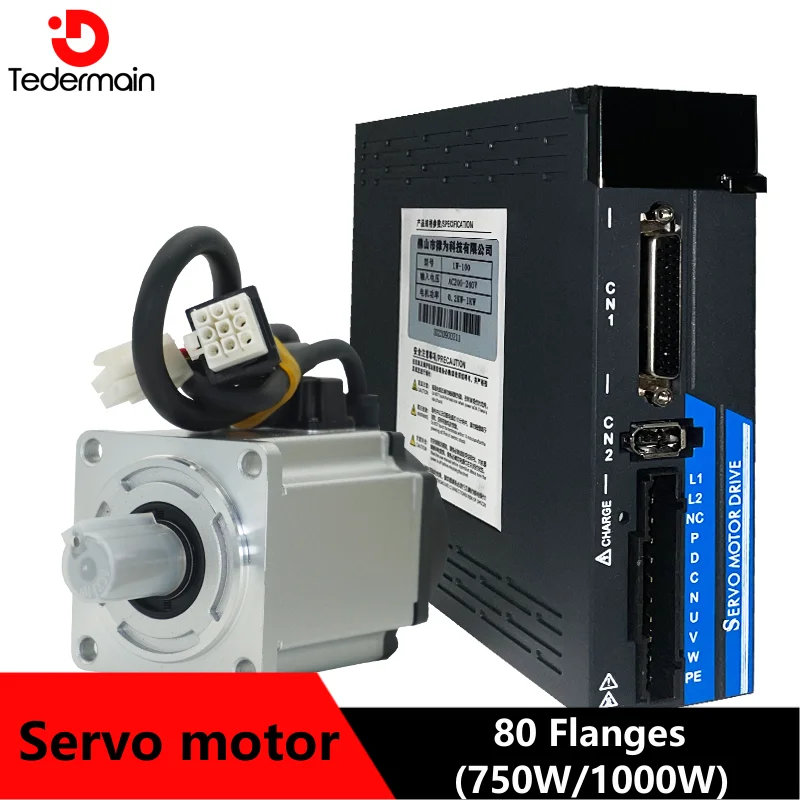 서보 모터 드라이브 키트, 750W 1000W AC 서보 모터, 3000rpm 80 플랜지 드라이버, 17 비트 마그네틱 인코더, 3m 인코더 케이블 CNC