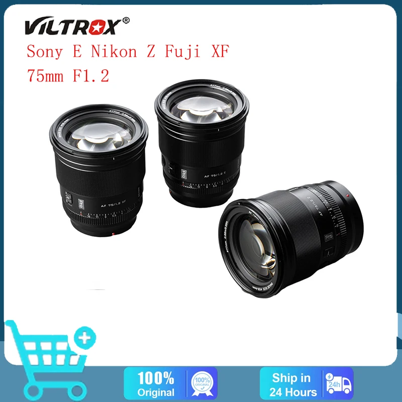 

VILTROX 75 мм F1.2 Fuji X Sony E Nikon Z объектив с автофокусом Большая диафрагма портрет женская для фотоаппарата Fujifilm XF фонарь T100