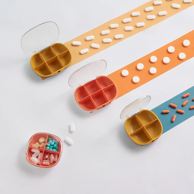 

Six-compartment Portable Small Medicine Box Plastic Transparent Sub-packing Box Mini Sub-packing Four-compartment Pill Box
