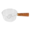 Glass Milk Pot with Wooden Handle 400Ml Cooking Pot for Salad Noodles Gas Stove Cookware 1