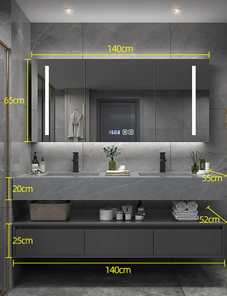 Hot Sale High Quality Modern Spacious Storage Wall Mounted Vanities Luxury Bathroom Vanity Cabinet Modern