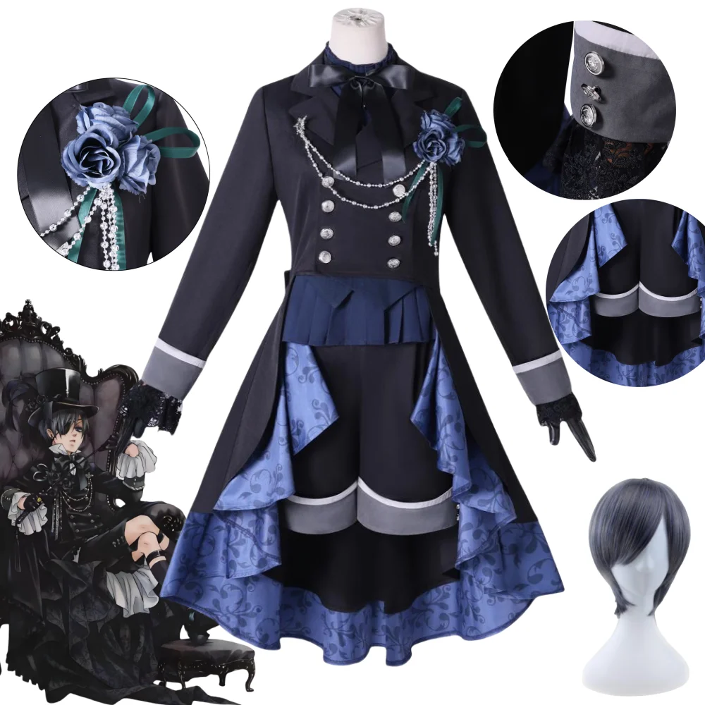 Ciel Phantomhive Cosplay Costume Black Butler Black Rose Ciel ...