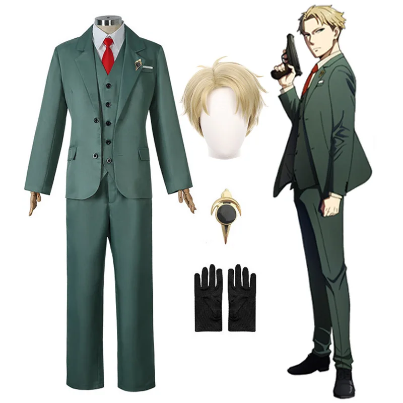 

Spy X Family Loid Forger Cosplay Costume Halloween Carnival Anime Party Men's Uniform Suit Including Tie Brooch Gloves