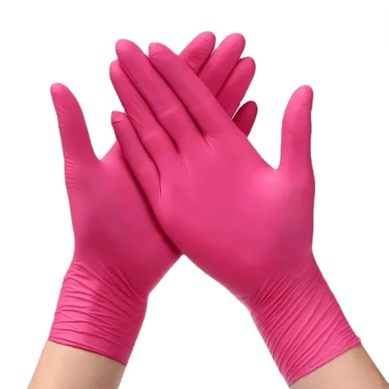 50/100PCS Disposable Pink Nitrile Gloves for Hairdressing Manicure Washing Cars Waterproof Dishwashing Kitchen Tools Latex Free disposable gloves,dishwashing gloves,nitrile gloves,protective gloves,cleaning gloves