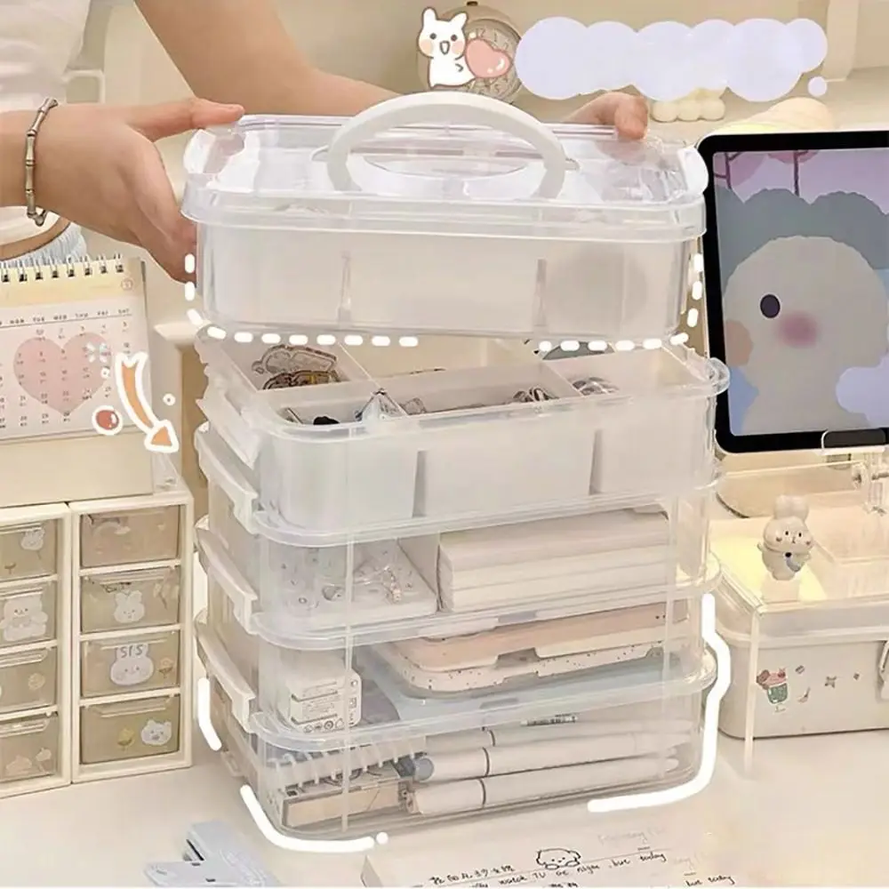 Durable 4 Layers Desk Storage Organizer Stackable Transparent Drawer Table Makeup Organizer Box Plastic Jewelry Container Bins