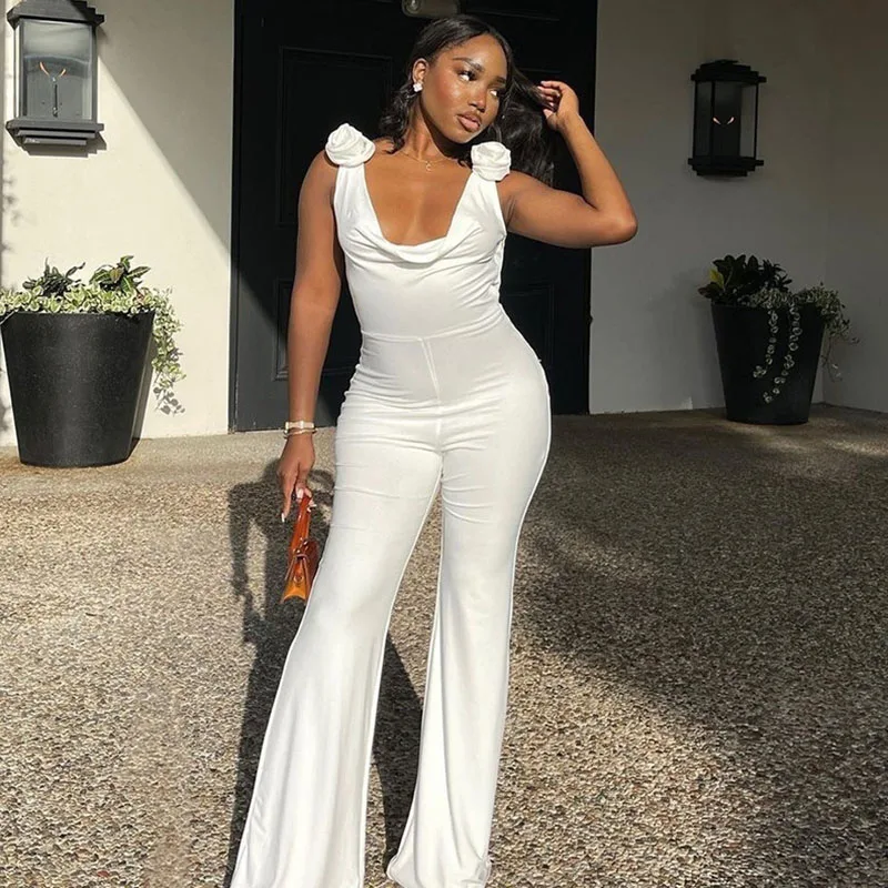 Znaiml Sexy 2023 Tank Sleeveless V-neck Backless Skinny Romper Birthday Party Club Overalls Women Elegant Jumpsuit Monos Mujer