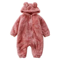 Warm Crawler Baby Plush Pajamas With Overalls Bear Hags With Hooded Collar Leotard Newborn Casual Pajamas For 0-1 Years Old 6