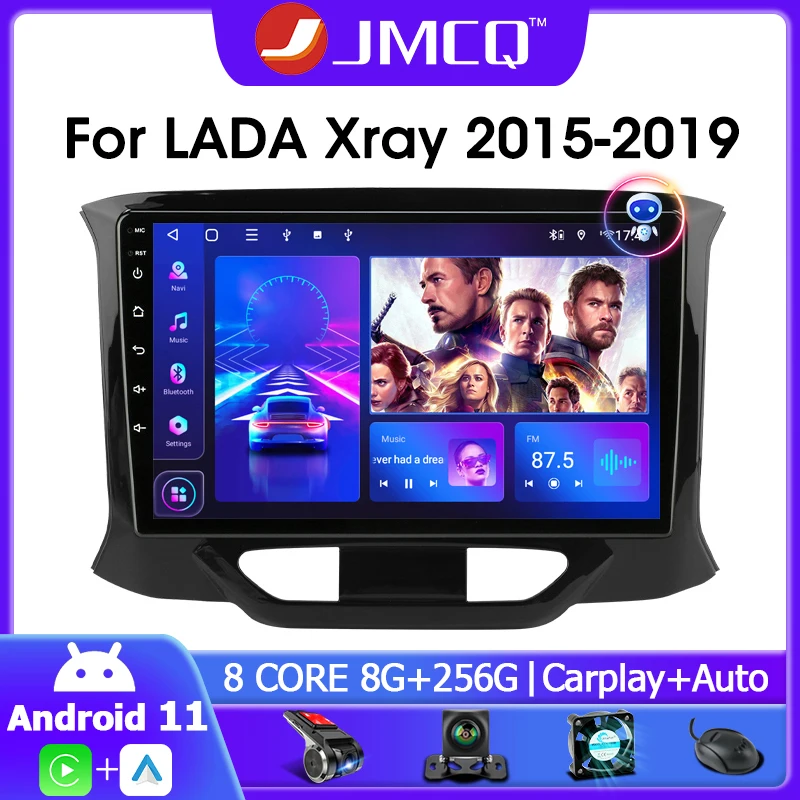 

JMCQ 9" 2din Android 11.0 Car Radio Multimidia Video Player GPS Navigation For LADA X Ray Xray 2015-2019 4G Carplay Head Unit