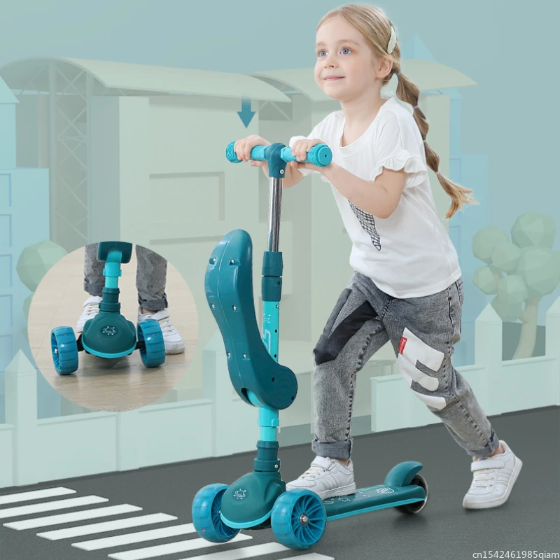 Children's Scooter 2-12 Years Old Can Sit Perambulator Music Three Four-Wheel Scooter Children scooter accessories kick scooter