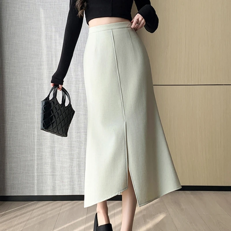 Seoulish-Jupe mi-longue en queue de poisson pour femme, élégante - Main Image