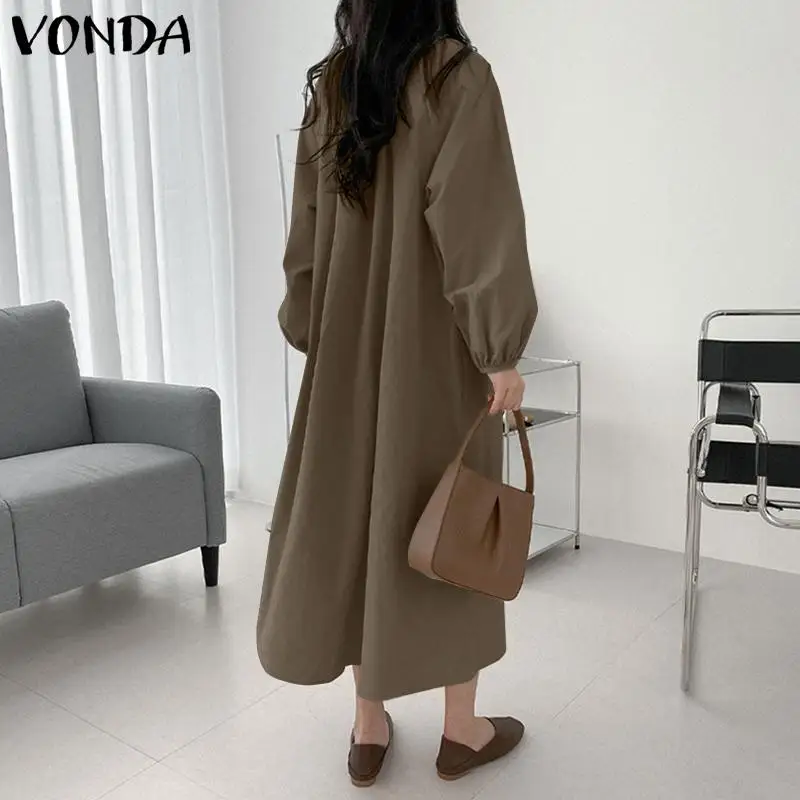 Vestido de Verão Casual em Torno do Pescoço Vonda Feminino Femme Plissado Vestidos Sólidos Baggy Puff Manga Vestido A-forrado Praia Roupões Longos 2022 11 Computers & Electronics