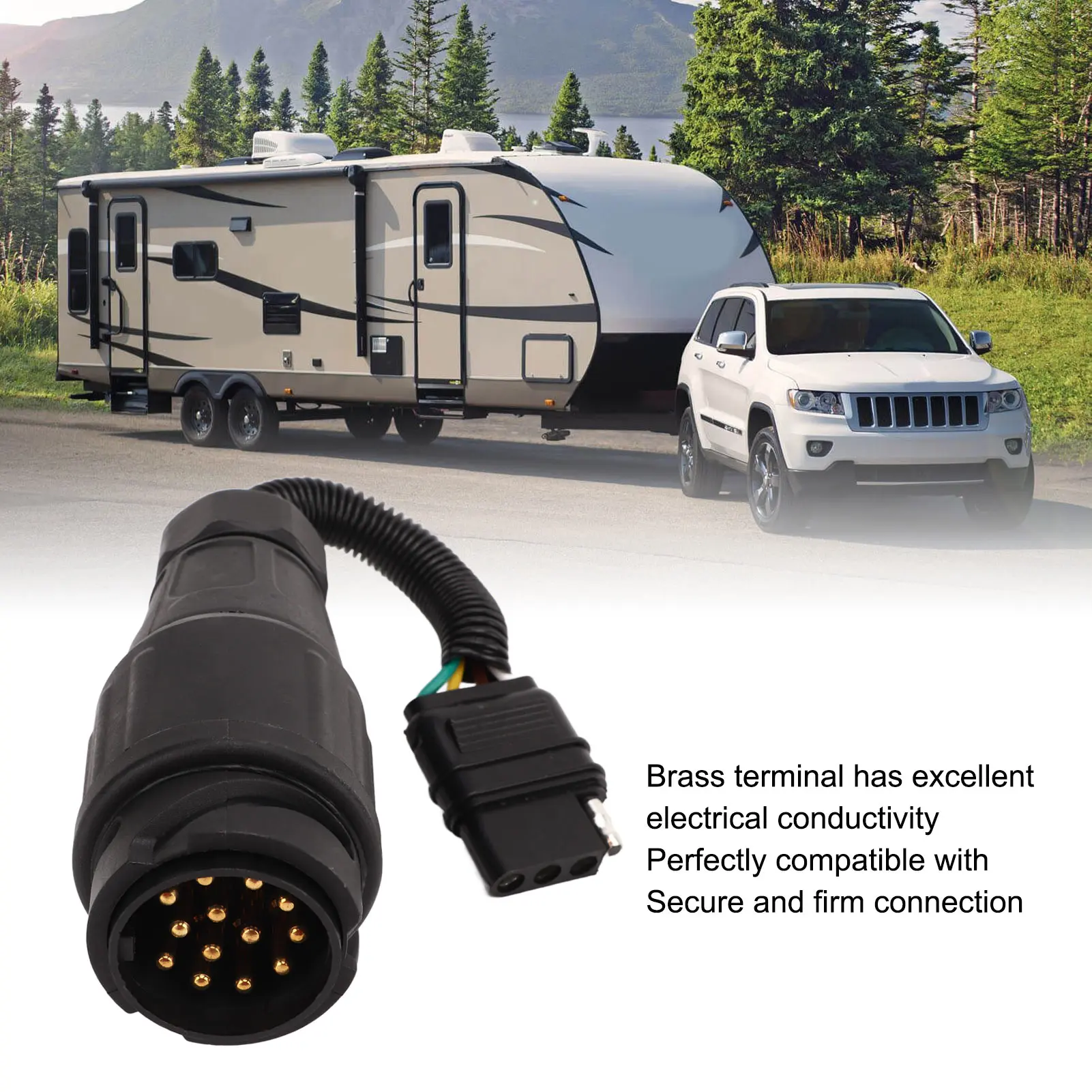 Trailer Plug Adapter EU 13 Way Round to US 4 Way Flat Trailer Connector Converter Conversion Plug For RV Adapter