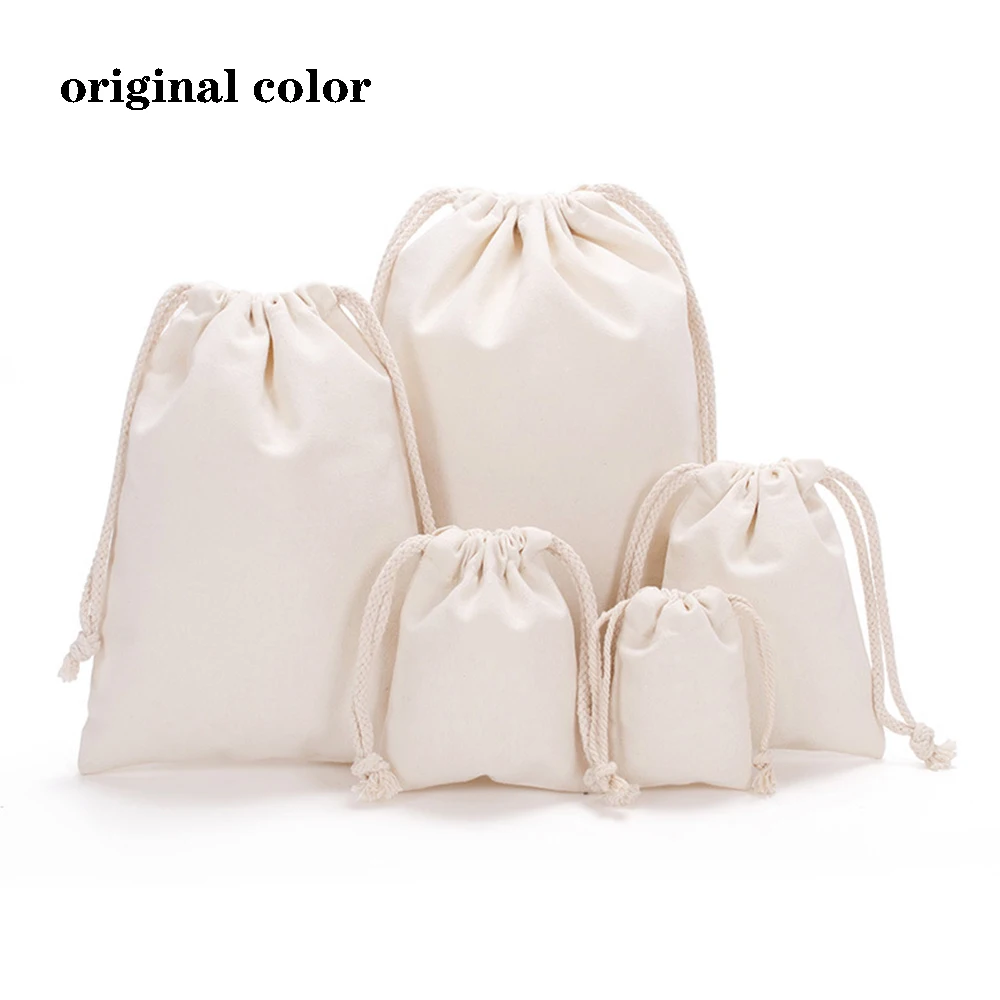 Versatile Cotton Canvas Drawstring Tote Bag - Portable and Foldable Organizer