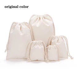 Versatile Cotton Canvas Drawstring Tote Bag - Portable and Foldable Organizer - 25x32cm-10pcs (Original color)
