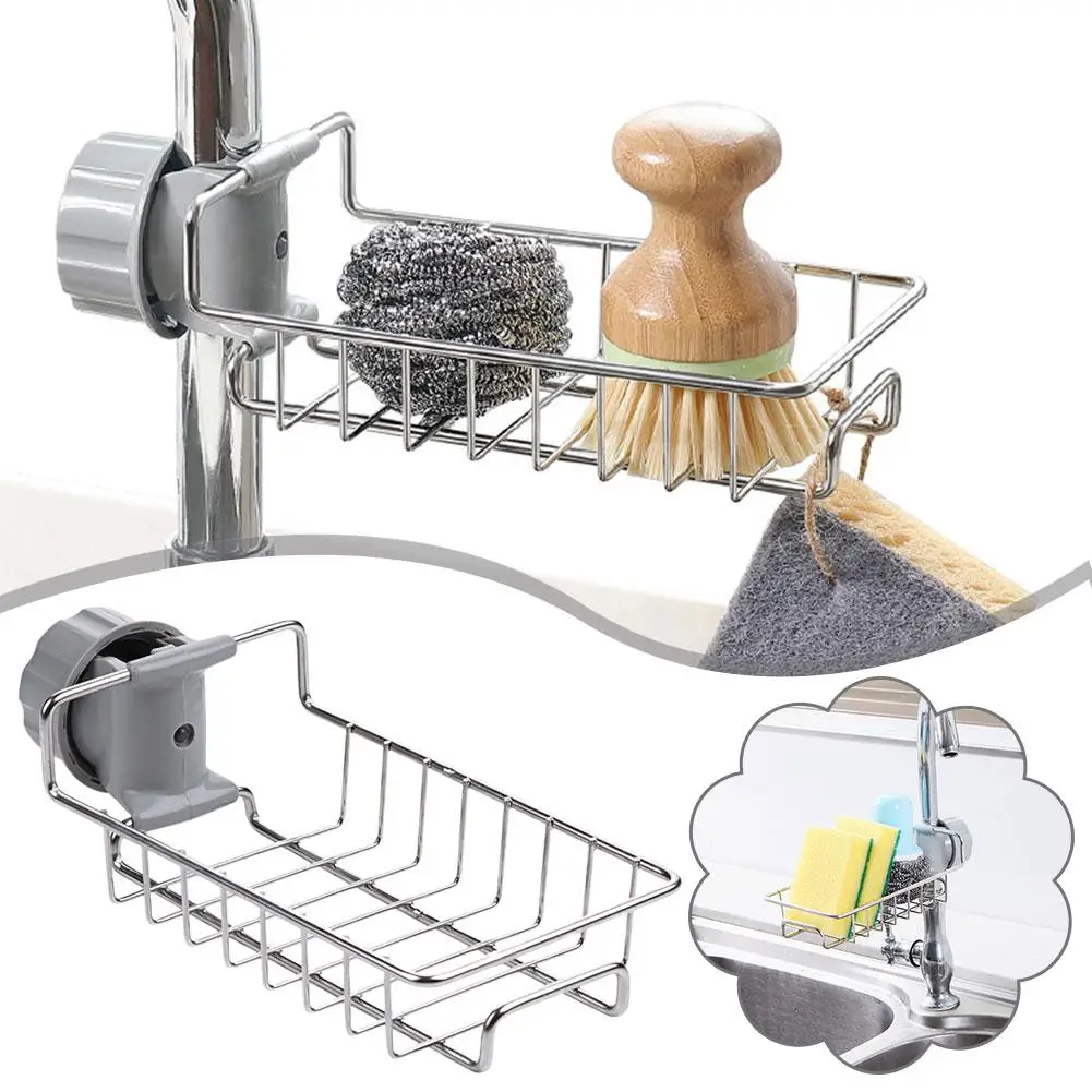 Steel Sink Drain Rack – Sponge & Soap Storage Holder for Faucet | Kitchen Organizer Shelf 9 S7245f9fba2794eef8947532bf45ccef7q