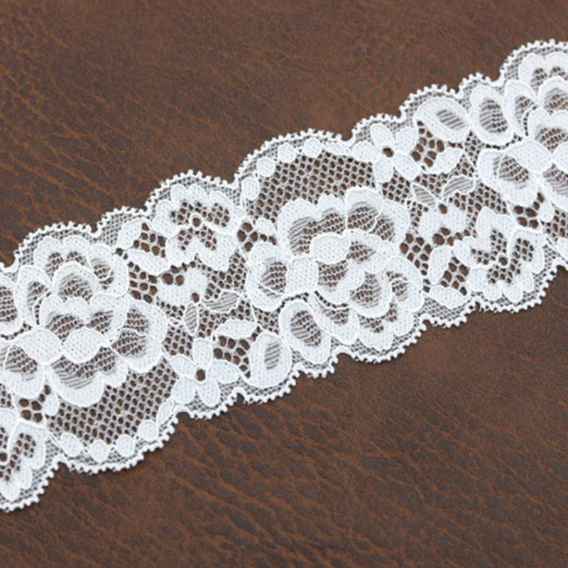 (5 Meters/roll) White Elastic Lace Sewing Accessories Textile Fabrics Home Wedding Dress Decoration Bouquet Gift Box Package DIY
