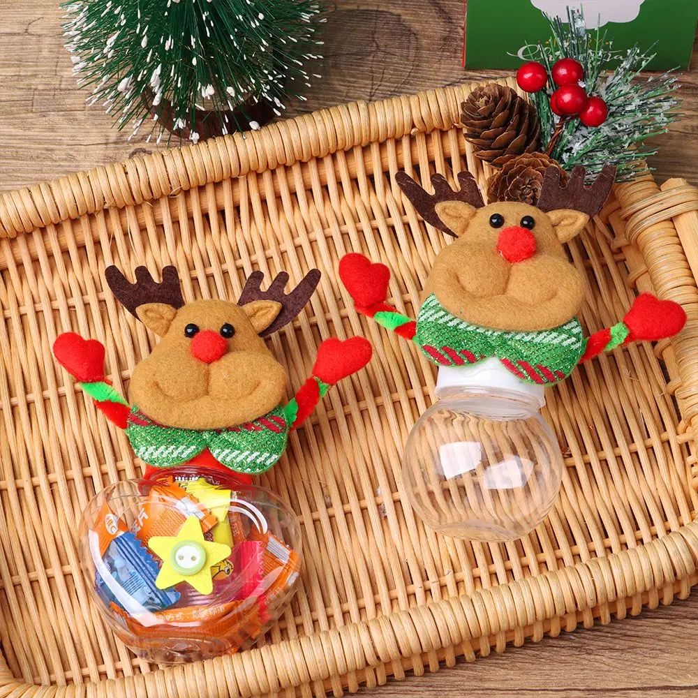 

Cartoon Christmas Candy Jar Storage Bottle Cute Santa Claus Elk Snowman Decor Kids Christmas Gift Candy Box Storage Organizer