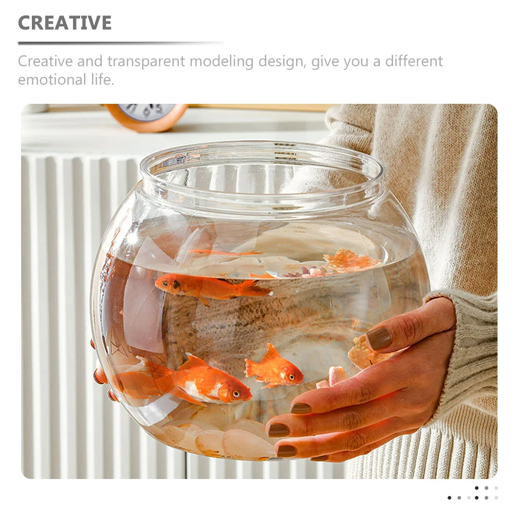 Transparent Round Fish Tank Decor Bowl Desk Office Globe Aquarium Container Household Plastic Fish Bowls For Living Room Pet