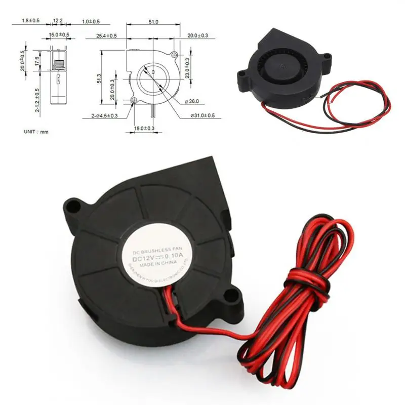 

Prusa i3 MK3 Super Silent 5015 Double Ball Fan Blow Radial Cooling Fan Hydraulic Sleeve Bearing Front Fan Cooler Radiator DC 5V