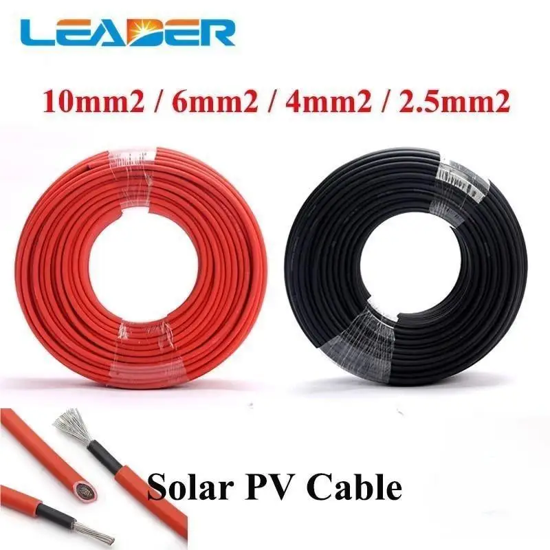 

200Meters/Roll PV Solar Cable 2.5/4/6/10mm2 14/12/10/8AWG Wire TUV UL Certification Black and Red Color Photovoltaic Cables