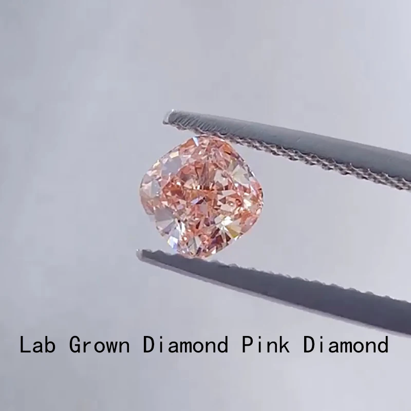 Igi Certified Fancy Colore Rosa Chiaro Lab Grown Cvd Diamond Cushion Cut Loose Diamond