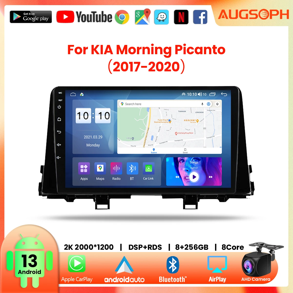 

Автомобильный радиоприемник Android 13 для KIA Morning Picanto 2017-2020, 9 дюймов, 2K, мультимедийный плеер с 4G Car Carplay DSP и 1Din GPS-навигацией