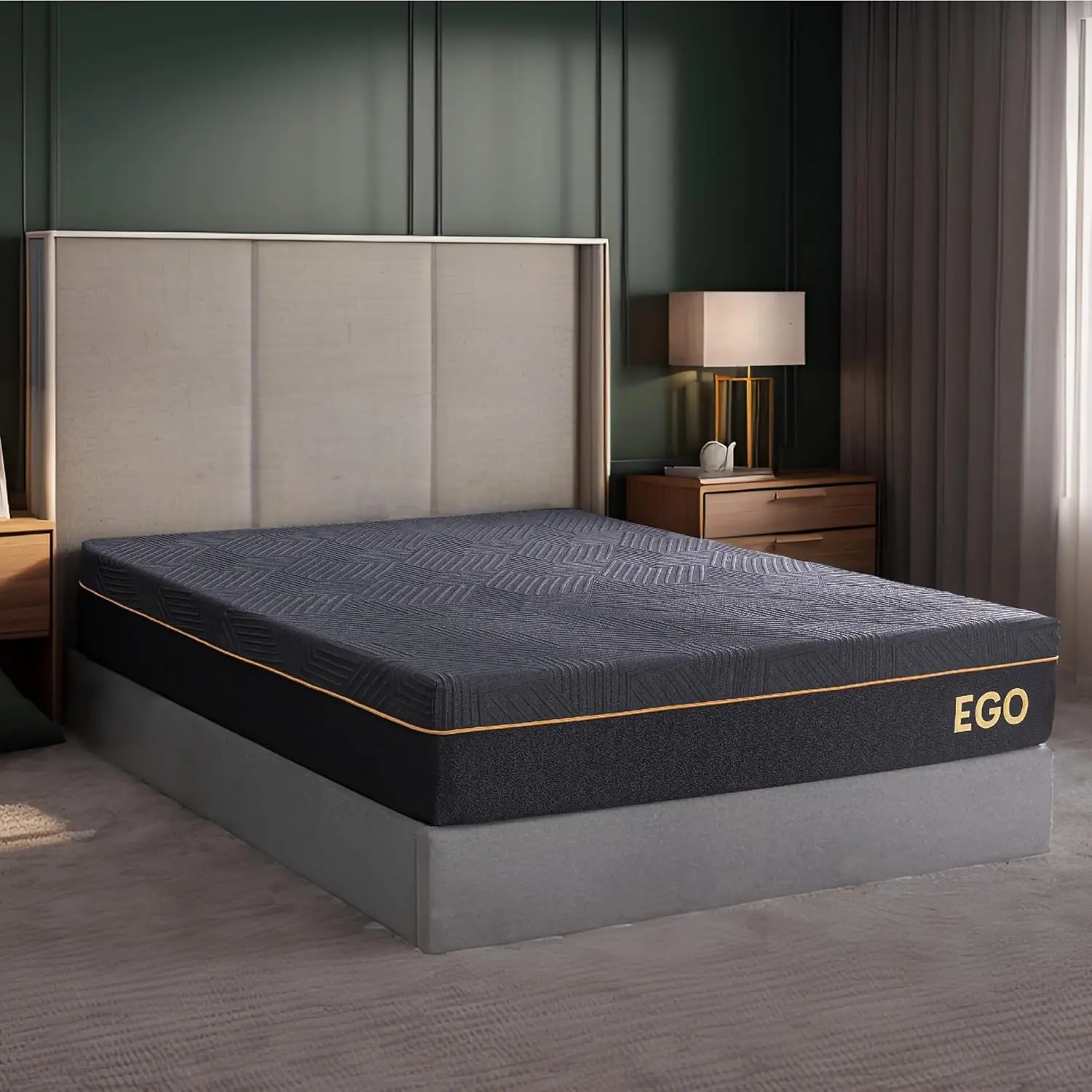 EGOHOME 12 Inch Queen Memory Foam Mattress, Cooling Copper Gel Mattress for Pain Relief, Therapeutic Mattress in a Box, 2
