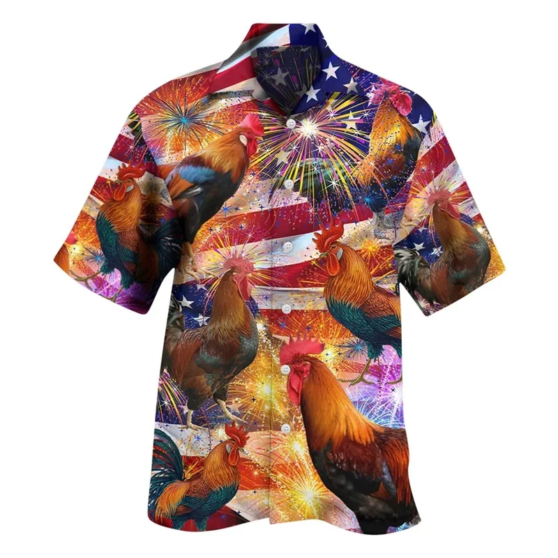 thumbnail image 1 of Camisas y blusas con estampado digital de animales para hombre, camisas casuales de manga corta a la moda para fiestas, playa, sueltas, para hombre, 1 of 5