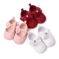 Baby Soft Cotton Shoes Beautiful Lace Bowknot Mary Jane 6 to 12 Month Baby Girl Prewalking Shoes High Quality Soft and Anti-slip 3