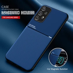 Leather Car Magnetic Holder Case For Samsung A73 A72 A53 A13 A52 A42 A33 A32 A34 A21S A71 A51 A70 A50 Soft Frame Protect Cover