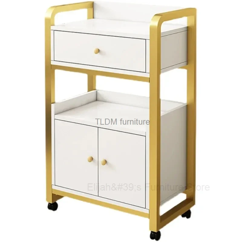 Beauty Salon Tool Cart Light Luxury Golden Salon Trolleys Creative Furniture Room Rack Home Multi-layer Storage Cabinets
