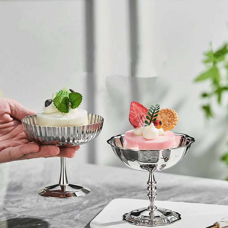 Stainless Steel Ice Cream Bowl Smooth Surface Sorbet Pudding Dessert
