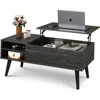 Wood Lift Top Coffee Table with Hidden Compartment and Adjustable Storage Shelf, Lift Tabletop Dining Coffee Tables 1