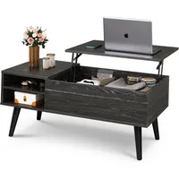 Wood Lift Top Coffee Table with Hidden Compartment and Adjustable Storage Shelf, Lift Tabletop Dining Coffee Tables 1