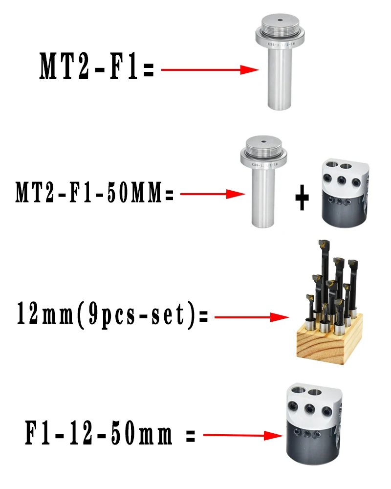 MT2 MT3 MT4 C20 C25 BT30 BT40 NT30 NT40 R8 M10 M12 M16 F1 2 inch 50 Boring Head 12mm Boring Bar For Milling Machine Tool Holder vice grip