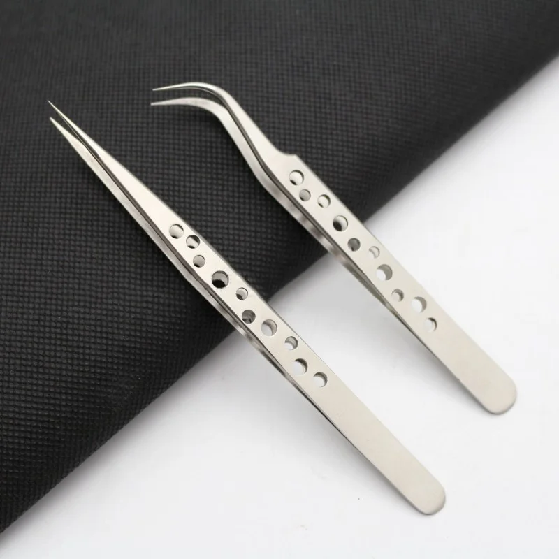 Precision Tweezers Stainless Steel Nine Hole Fine Texture for Mobile Phone Watch Repair