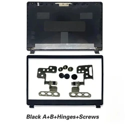 Premium Laptop LCD Cover with Bezel and Hinges - Rear Lid Housing Replacement (Black AB Hinges)