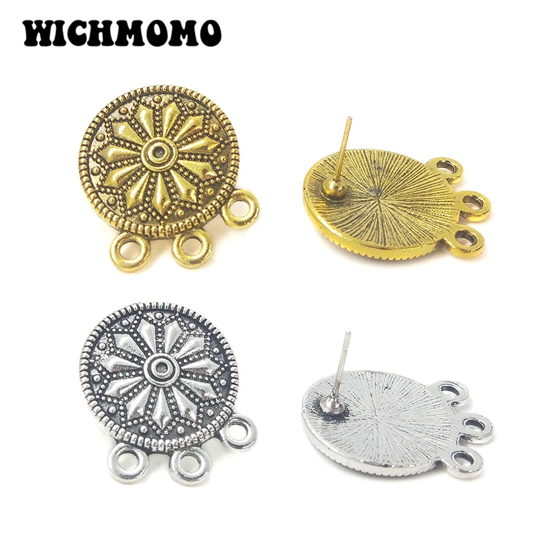 

2022 Fashion New 6pcs 20MM Zinc Alloy Retro Gold Round Earring Base Connectors for DIY Earrings Accessories