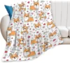 Corgi Blanket Cute Pet Dog Corgi Throw Blankets Super Soft Flannel Cozy Cartoon Pattern Animals Blanket Warm Lightweight 2