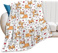 Corgi Blanket Cute Pet Dog Corgi Throw Blankets Super Soft Flannel Cozy Cartoon Pattern Animals Blanket Warm Lightweight 2