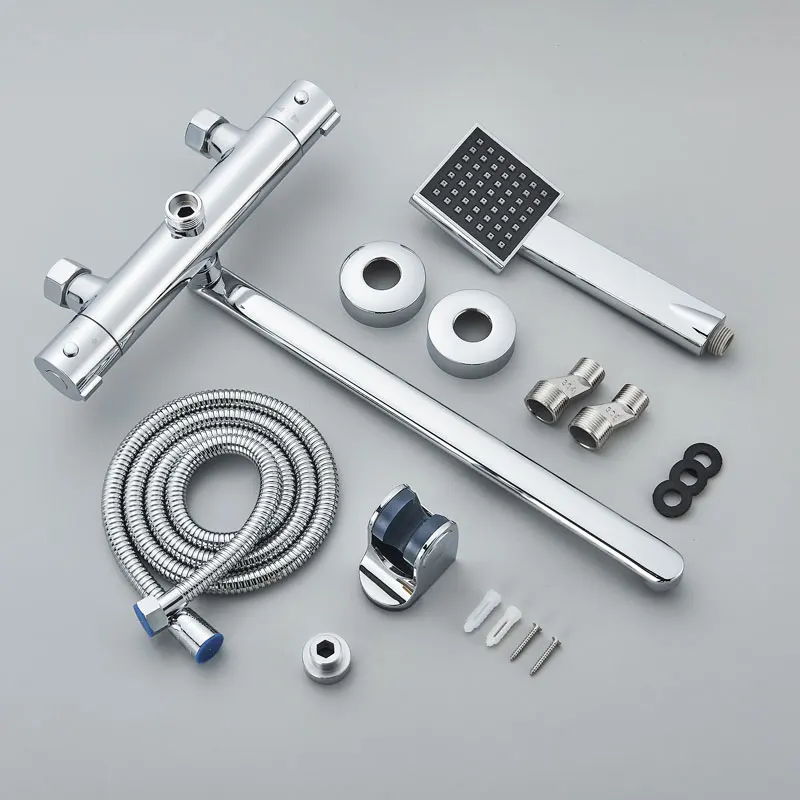 Thermostatic Shower Faucet Chrome Cold Hot Water Mixer Tap Wall Mounted Thermostat Tapware ABS Plastic Handheld Bathtub faucet bathtub faucet shower faucet water mixer