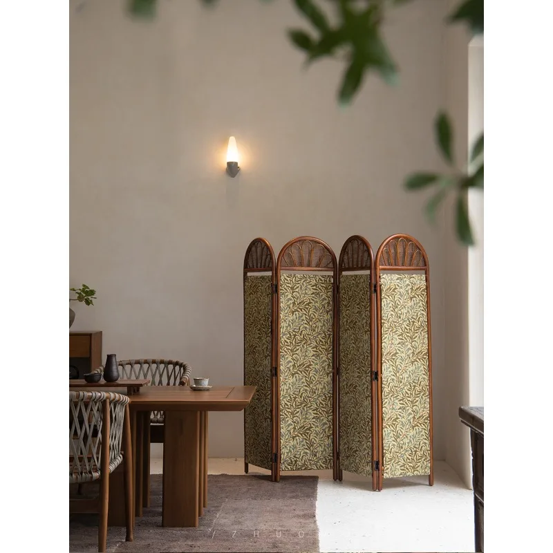 

Southeast Asia Rattan \Japanese Style Handmade Natural Rattan Screen Foldable Home Partition Mobile Accordion Partition