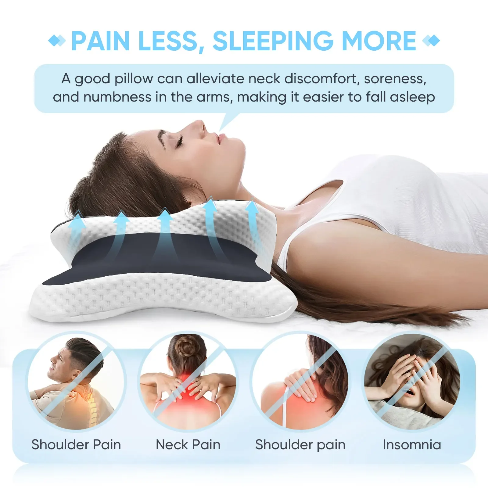 Butterfly Memory Foam Pillows Butterfly Shaped Relaxing Cervical Slow Rebound Neck Pillow Pain Relief Sleeping Orthopedic Beding 3