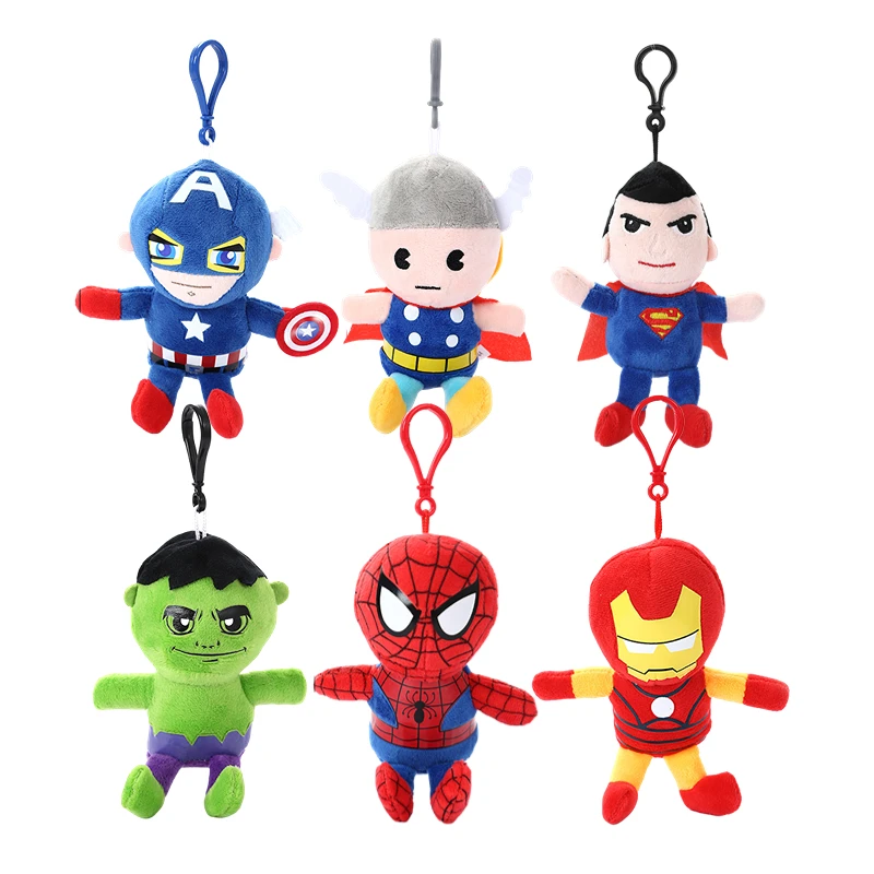 15cm Marvel Comics Stuffed Plush Toys Spider-Man Hulk Iron Man Captain America Cartoon Figures Keychain Pendant Dolls Baby Gifts ежедневник а5 80 листов marvel comics мстители