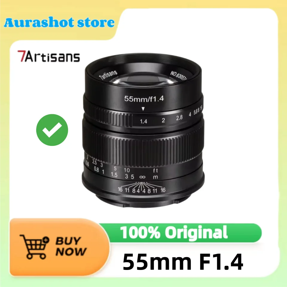 7artisans APS-C 55mm F1.4 대구경 수동 초점 미러리스 카메라 렌즈 ( E, 후지필름 XF 마운트, 인물 사진 촬영용)