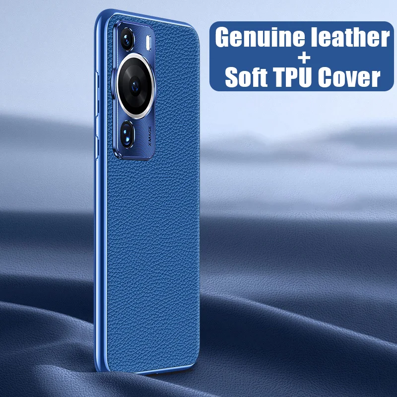 Fashion Genuine Leather Soft TPU Back Cover Case for Huawei P60 P50 Pro Art Nova 11 Pro Honor 90 80 Pro